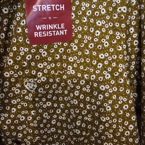 Ariat NWT Shirt Medium Brown Floral Western - Picture 4 of 7